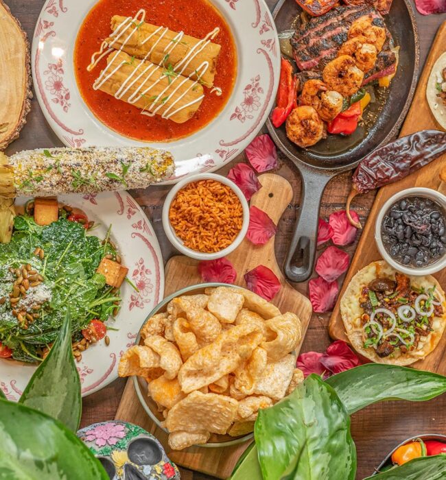 Table setup with variety of dishes